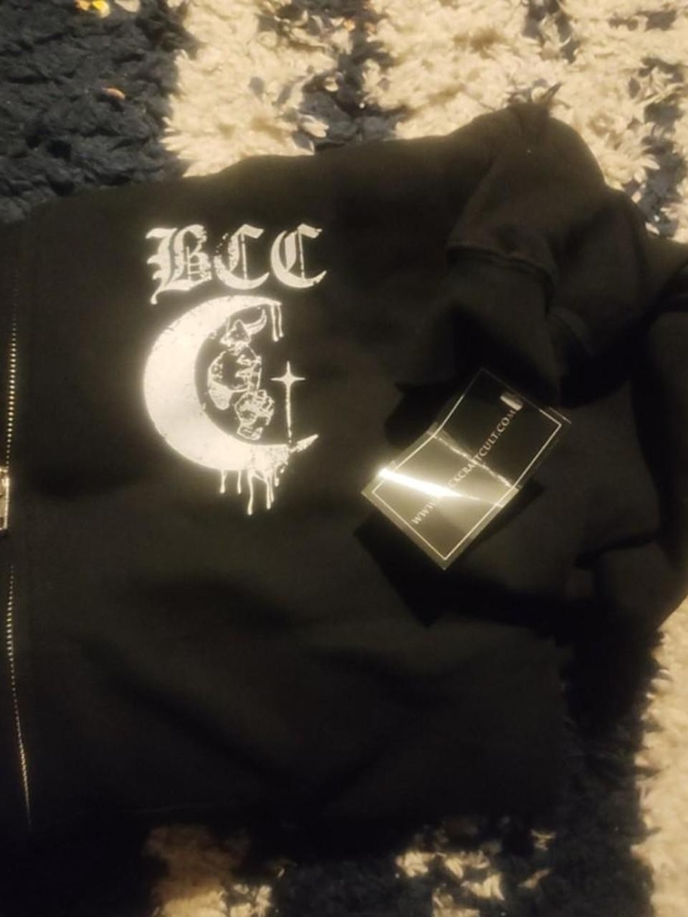 BCC Black Zip-Up Sweater with White Graphic